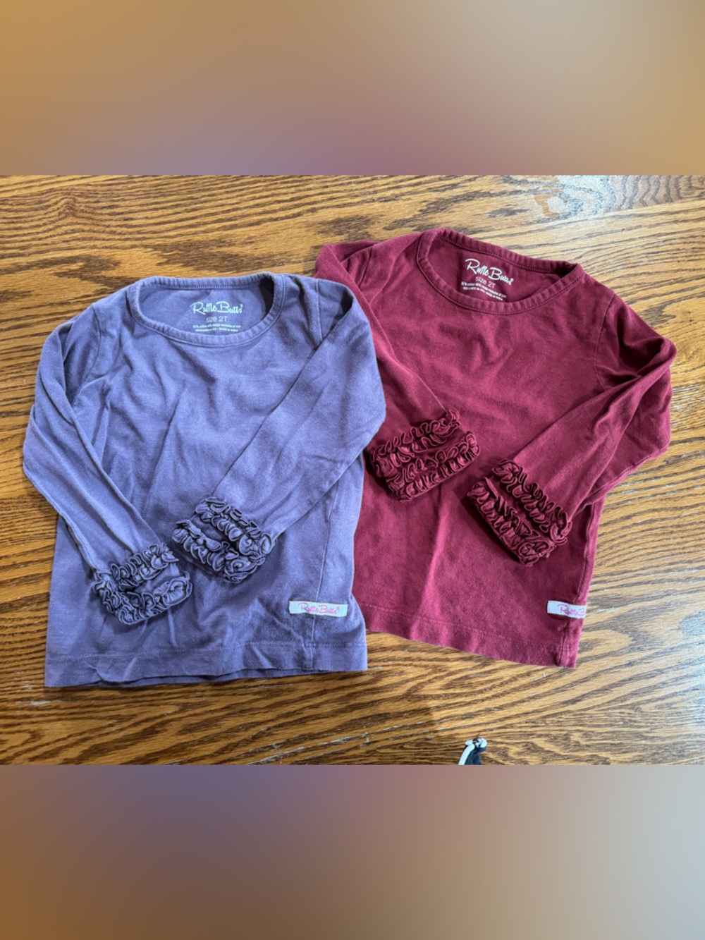 BUNDLE 2t toddler girl Ruffle Butts Long-Sleeve Tee - Plum Raisin cotton modal